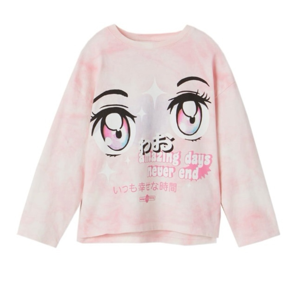 Eye Print Tie-Dye Long Sleeve Graphic Tee - Anime Aesthetic